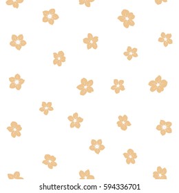 Seamless abstract hand drawn brushstroke flowers pattern texture. Simple modern chevron print in beige colors on a white background. Vector illustration.