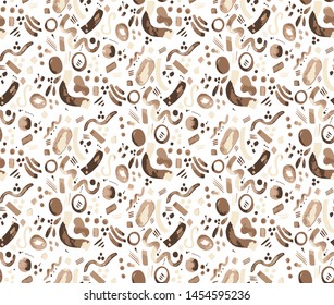 Seamless Abstract Hand Drawn Geometric Shapes Vector Pattern Isolated Background
