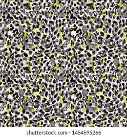 Seamless Abstract Hand Drawn Geometric Shapes Vector Pattern Leopard Cheetah Animal Skin Background