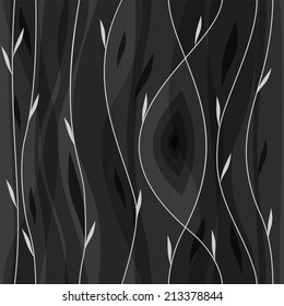 Seamless abstract hand drawn leaves pattern. Black and white background. Background design. Vintage design. Seamless floral pattern can be used for web, wallpaper, poster, book cover.