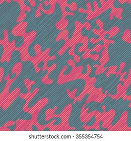 Seamless Abstract Hand Drawn Line Textured Blobs Surface Design Pattern Background Tile
