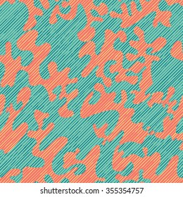 Seamless Abstract Hand Drawn Line Textured Blobs Surface Design Pattern Background Tile