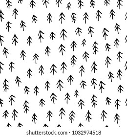Seamless abstract hand drawn pattern with trees.