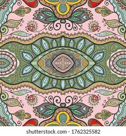 Patrón dibujado a mano abstracto sin inconvenientes. Fondo floral estilizado decorativo. Decoración de origen étnico tribal, textura geométrica sin soldadura de doodle para papel de pared, rellenos de patrones, fondo de página web