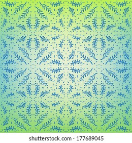 Seamless Abstract Hand Drawn Pattern. Floral Background. Vector Green Yellow Wallpaper