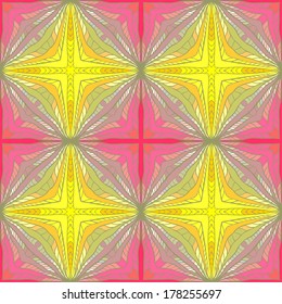 Seamless Abstract Hand Drawn Pattern. Square Multicolored Background. Vector Blue Wallpaper