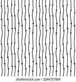 seamless abstract hand drawn pattern with curved lines and dots