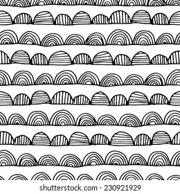Seamless abstract hand drawn pattern. Black and white. Vector illustration