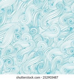 Seamless abstract hand drawn pattern, waves background. Vector illustration 