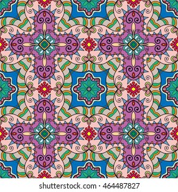 Seamless abstract hand drawn pattern. Decorative stylized floral seamless background. Tribal ethnic ornate decoration. Arabic, islamic, indian, turkish ornament. Geometric doodle seamless texture