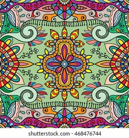 Seamless abstract hand drawn pattern. Decorative stylized floral seamless background. Tribal ethnic ornate decoration. Arabic, islamic, indian, turkish ornament. Geometric doodle seamless texture