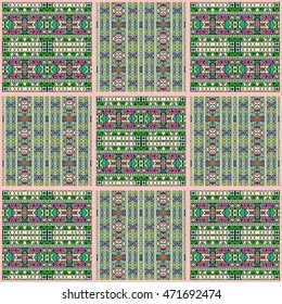 Seamless abstract hand drawn pattern. Decorative stylized floral seamless background. Tribal ethnic ornate decoration. Arabic, indian, turkish ornament. Geometric doodle colorful seamless texture