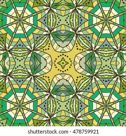 Seamless abstract hand drawn pattern. Decorative stylized floral seamless background. Tribal ethnic ornate decoration. Arabic, indian, turkish ornament. Geometric doodle colorful seamless texture