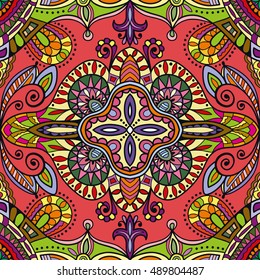 Seamless abstract hand drawn pattern. Decorative stylized floral seamless background. Tribal ethnic ornate decoration. Arabic, indian, turkish ornament. Geometric doodle colorful seamless texture