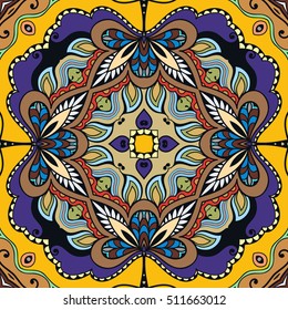 Seamless abstract hand drawn pattern. Decorative stylized floral seamless background. Tribal ethnic ornate decoration. Arabic, indian, turkish ornament. Geometric doodle colorful seamless texture