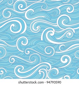 Seamless abstract hand drawn pattern with  stylized wave. Colorful