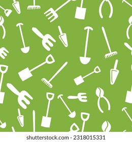 Seamless abstract hand drawn trendy Gardening related tool design pattern for fabric, prints, covers, textiles and more.  Allotment themed background vector illustration