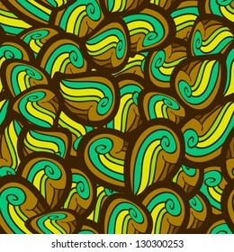 Seamless abstract hand drawn waves pattern. Wavy background. Ocean background. Background design in blue colors. Vintage design. Seamless floral pattern can be used for web, wallpaper