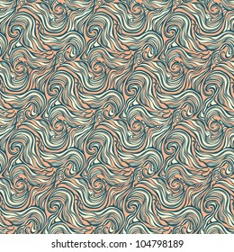 Seamless abstract hand-drawn curly pattern with waves and swirls-model for design of gift packs, patterns fabric, wallpaper, web sites, etc.