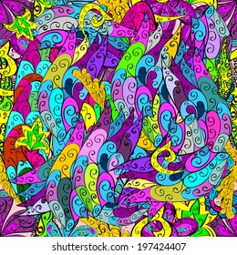 Seamless abstract hand-drawn doodles pattern, wavy background. Seamless pattern can be used for wallpaper, pattern fills, web page background,surface textures. Gorgeous seamless floral background