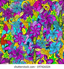 Seamless abstract hand-drawn doodles pattern, wavy background. Seamless pattern can be used for wallpaper, pattern fills, web page background,surface textures. Gorgeous seamless floral background 