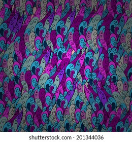 Seamless abstract hand-drawn doodles pattern, wavy background. Seamless pattern can be used for wallpaper, pattern fills, web page background,surface textures. EPS 10. 