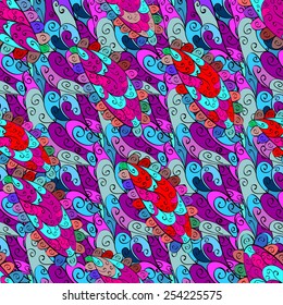 Seamless abstract hand-drawn doodles pattern. Seamless pattern can be used for wallpaper, pattern fills, web page background,surface textures. Gorgeous seamless floral background.