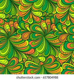 Seamless abstract hand-drawn doodles in vector. Bright, colorful background suitable for textile, tissue, wallpaper, wrapping paper and other printing purposes.