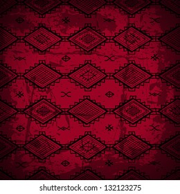 Seamless abstract hand-drawn ethno pattern, tribal background. Red grunge texture. Seamless pattern can be used for wallpaper, web page background, others.Vintage vector tribal texture.