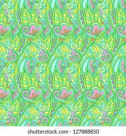 Seamless abstract hand-drawn floral pattern, flower background. Seamless pattern can be used for wallpaper, pattern fills, web page background,surface textures.