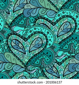 Seamless abstract hand-drawn floral pattern, vector background.