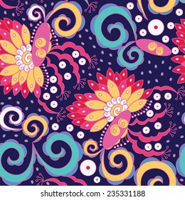 Seamless abstract hand-drawn floral pattern. Seamless pattern can be used for wallpaper, pattern fills, web page background,surface textures. Gorgeous seamless floral background