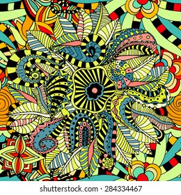 Seamless abstract hand-drawn floral pattern. Vector illustration