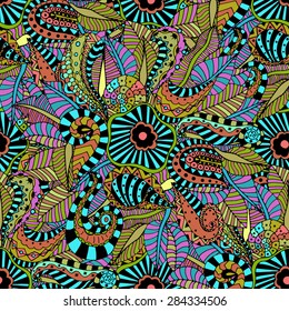 Seamless abstract hand-drawn floral pattern. Vector illustration