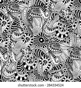 Seamless abstract hand-drawn floral pattern. Vector illustration