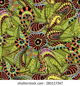 Seamless abstract hand-drawn floral pattern. Vector illustration
