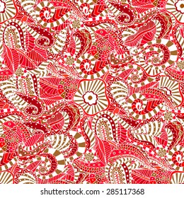 Seamless abstract hand-drawn floral pattern. Vector illustration