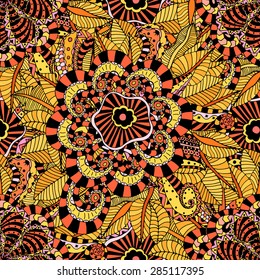 Seamless abstract hand-drawn floral pattern. Vector illustration