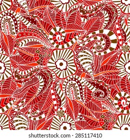 Seamless abstract hand-drawn floral pattern. Vector illustration