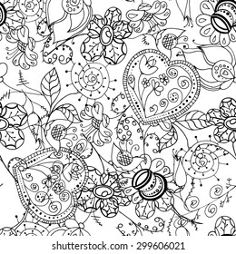 Seamless abstract hand-drawn floral pattern. Vector illustration