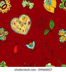 Seamless abstract hand-drawn floral pattern. Vector illustration