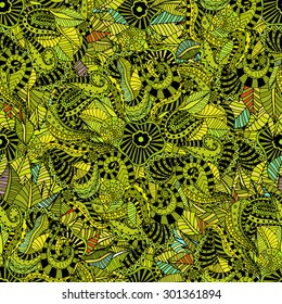 Seamless abstract hand-drawn floral pattern. Vector illustration