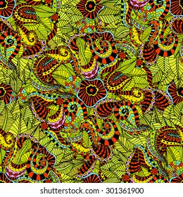 Seamless abstract hand-drawn floral pattern. Vector illustration
