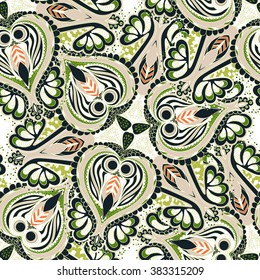 Seamless abstract hand-drawn floral  pattern. Seamless pattern can be used for wallpaper, pattern fills, web page background,surface textures. 