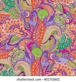Seamless abstract hand-drawn floral pattern. Tropical motifs. Seamless pattern for Wallpaper, pattern fills, background, congratulations.