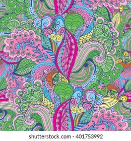 Seamless abstract hand-drawn floral pattern. Tropical motifs. Seamless pattern for Wallpaper, pattern fills, background, congratulations.