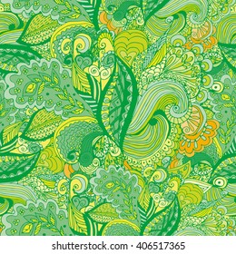 Seamless abstract hand-drawn floral pattern. Tropical motifs. Seamless pattern for Wallpaper, pattern fills, background, congratulations.