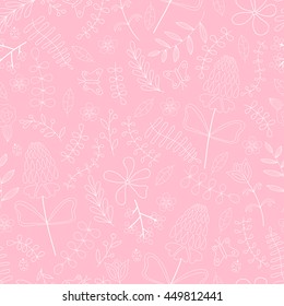 Seamless abstract hand-drawn floral pattern