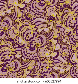 Seamless abstract hand-drawn floral pattern. Ethnic, Eastern, fabulous, tropical motifs. Seamless pattern for Wallpaper, pattern fills, background, congratulations.