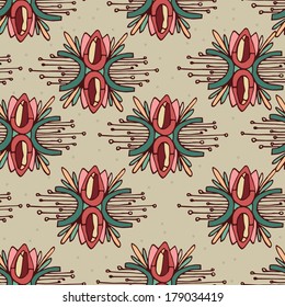 Seamless abstract hand-drawn floral texture